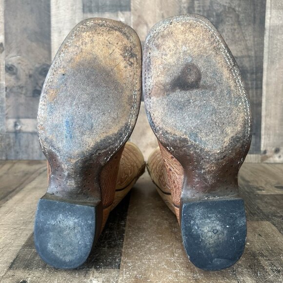 Lucchese CL1028 Ostrich Square Toe Western Cowboy Boots Mens 8.5 D - Picture 5 of 12